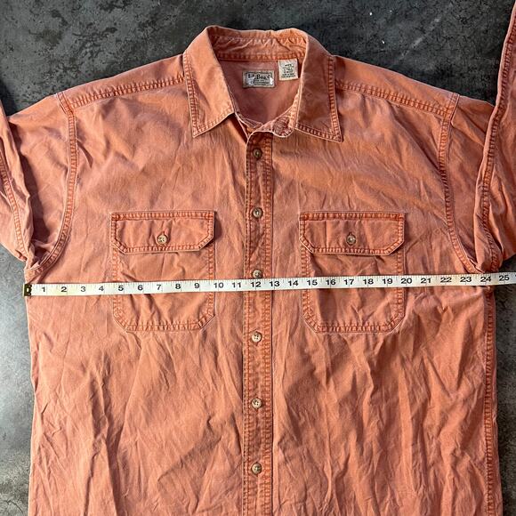 L.L. Bean Men's Large Tall Faded Terracotta Cotton Canvas Work Shirt - Picture 5 of 8
